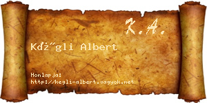 Kégli Albert névjegykártya
